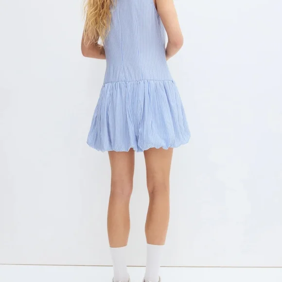 H&M Sleeveless Blue Pinstripe Shirt Dress - Picture 4 of 6